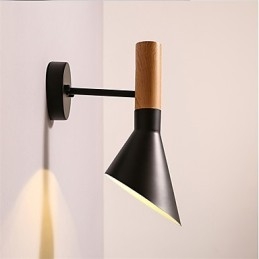 Luminárias de parede de metal com grão de madeira estilo norte da Europa, sala de estar, restaurante, ângulo de luz ajustável