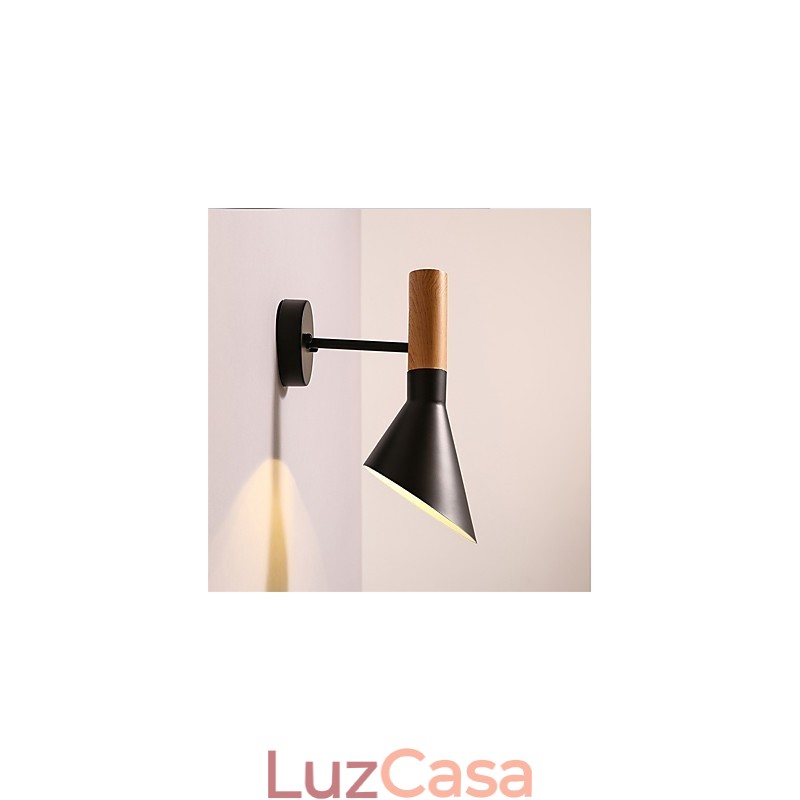 Luminárias de parede de metal com grão de madeira estilo norte da Europa, sala de estar, restaurante, ângulo de luz ajustável