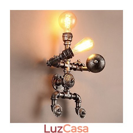 Luminárias de parede estilo industrial retrô loft cano de água design criativo robô metal restaurante café bares mesa de bar arandelas de parede Luminárias de parede estilo industrial retrô loft cano de água design criativo robô metal restaurante café bares mesa de bar arandelas de parede