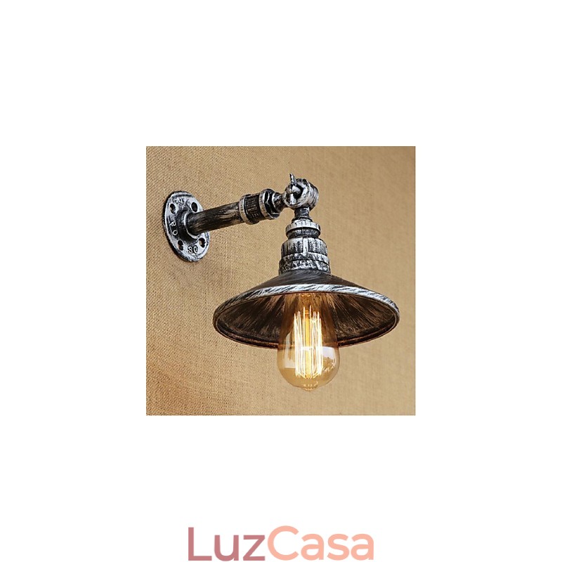 Luminária de parede estilo industrial nórdico com cano de água, luminária de parede prateada