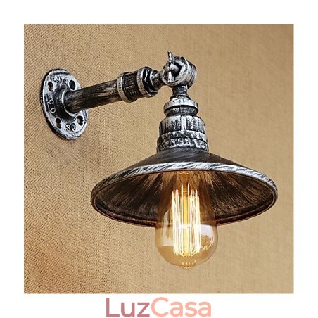 Luminária de parede estilo industrial nórdico com cano de água, luminária de parede prateada
