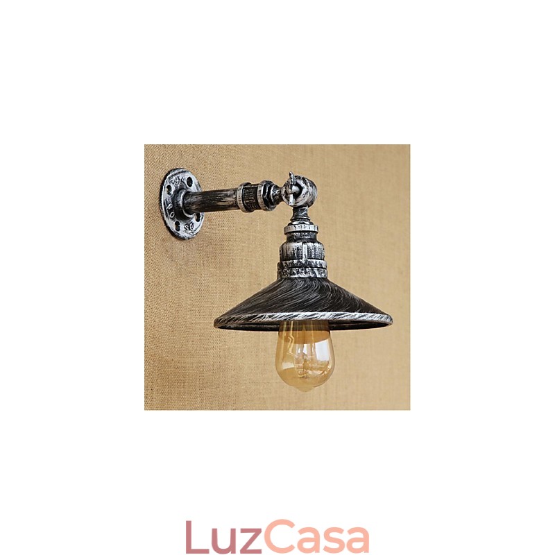 Luminária de parede estilo industrial nórdico com cano de água, luminária de parede prateada