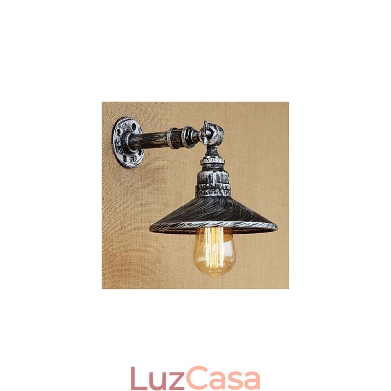 Luminária de parede estilo industrial nórdico com cano de água, luminária de parede prateada