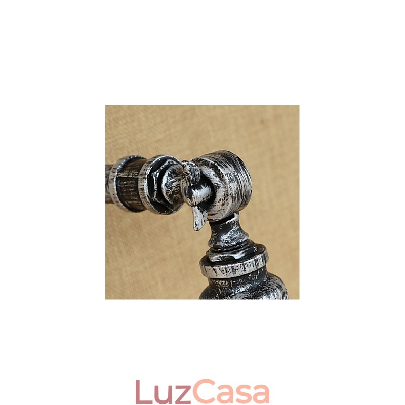 Luminária de parede estilo industrial nórdico com cano de água, luminária de parede prateada