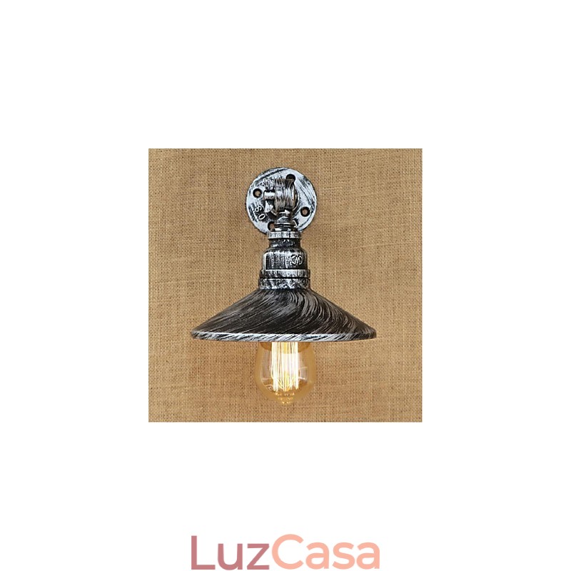 Luminária de parede estilo industrial nórdico com cano de água, luminária de parede prateada
