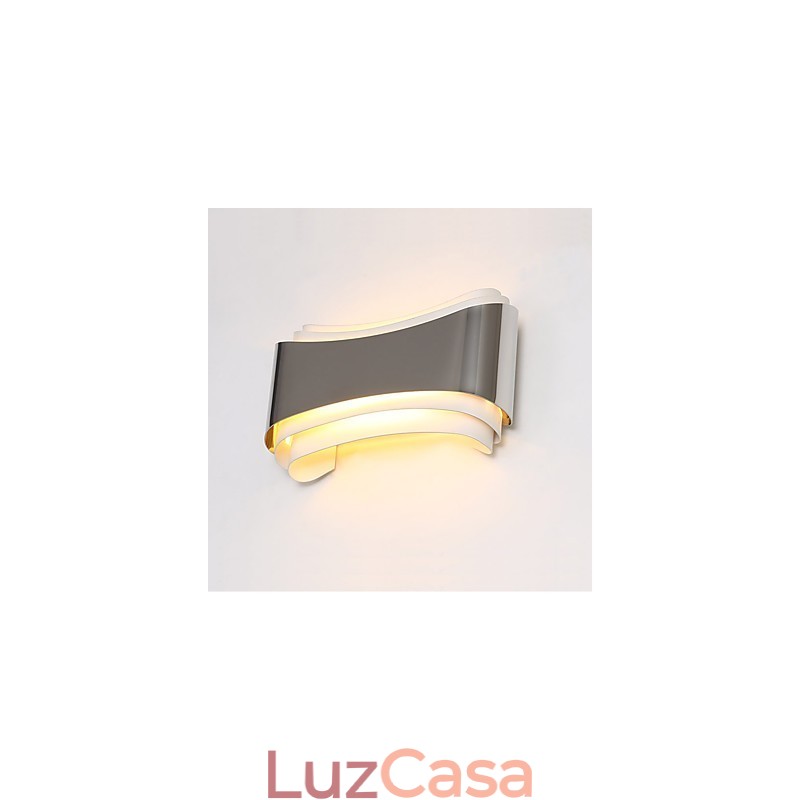 Recurso cromado moderno e contemporâneo integrado para arandelas de parede com luz ambiente