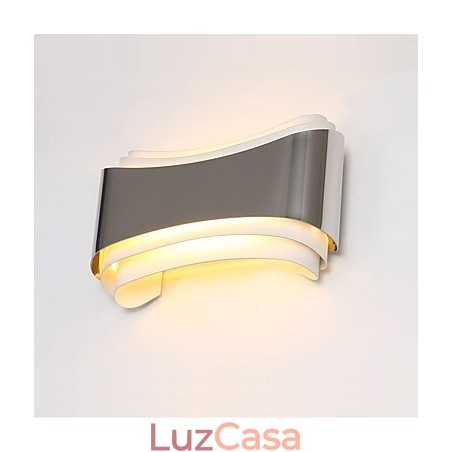 Recurso cromado moderno e contemporâneo integrado para arandelas de parede com luz ambiente