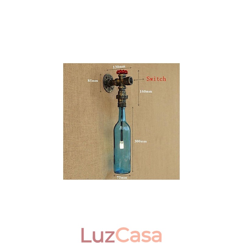 Interruptor de parede com luz de parede de garrafa de tubo de água