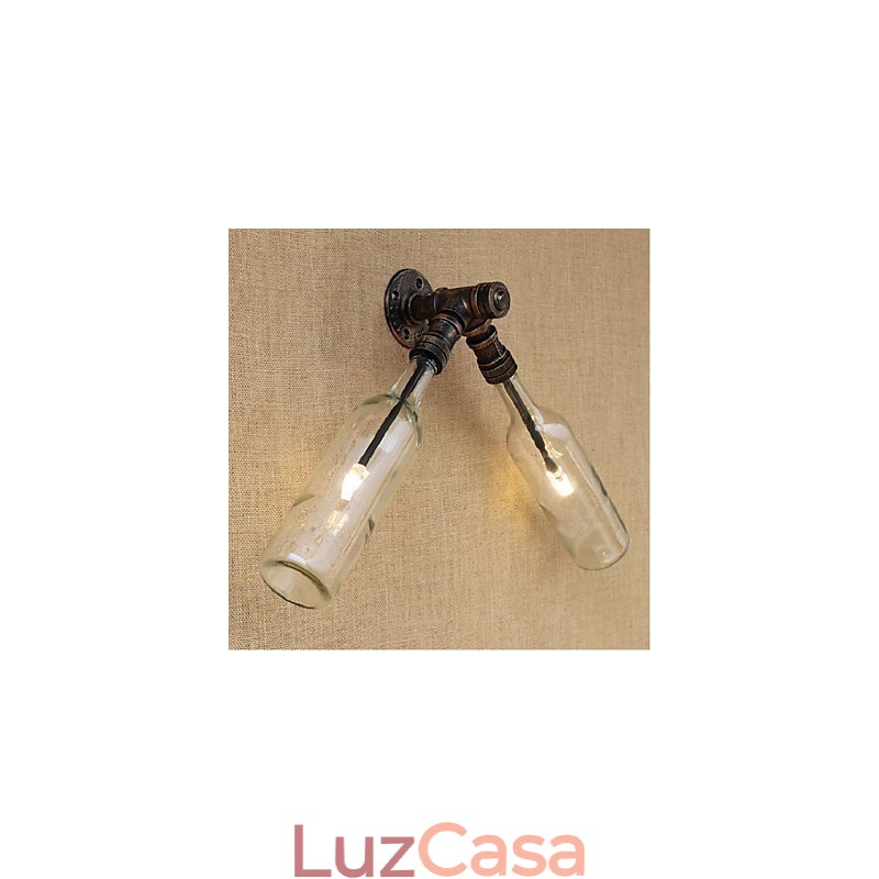 Retro American Village Creative Industry Wind Designer Garrafa de Água Luminária de Parede Luz de Parede Azul Transparente