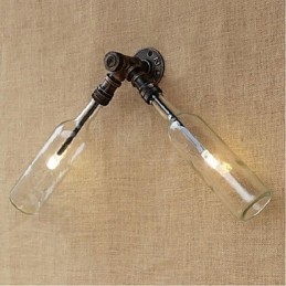 Retro American Village Creative Industry Wind Designer Garrafa de Água Luminária de Parede Luz de Parede Azul Transparente