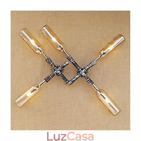 Pintura rústica de chalé para arandelas de parede com luz ambiente