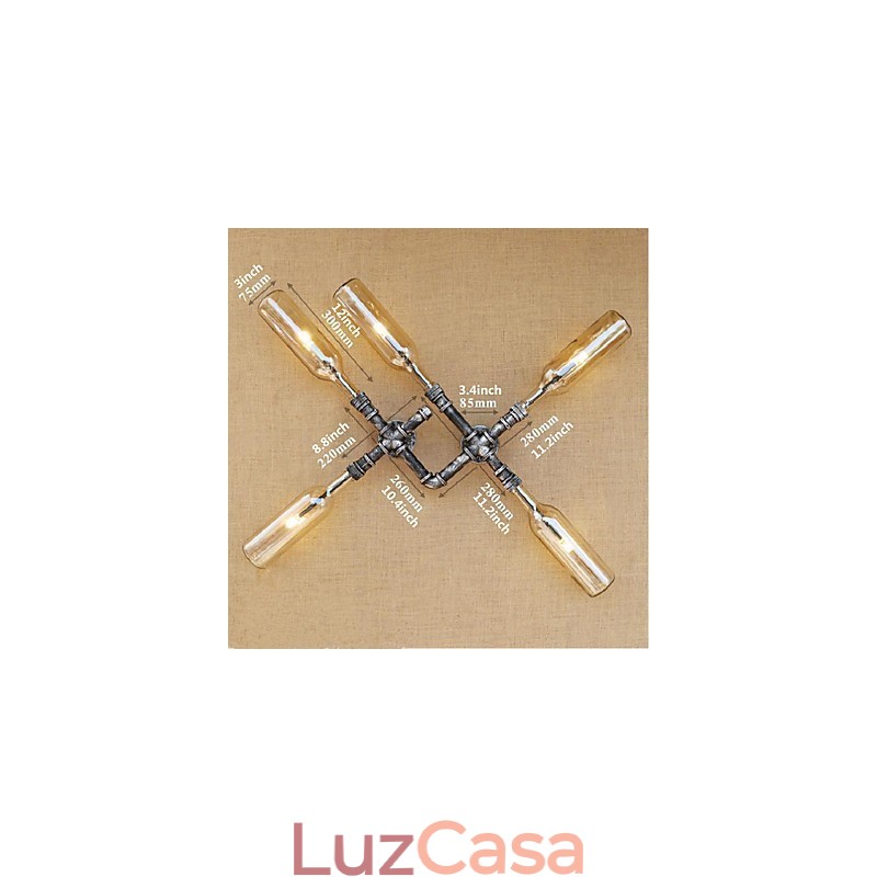 Pintura rústica de chalé para arandelas de parede com luz ambiente