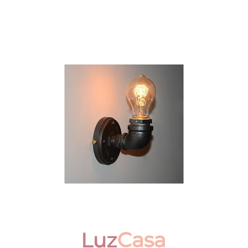 Luminária de parede decorativa de tubo de ferro industrial retrô simples Luminária de parede