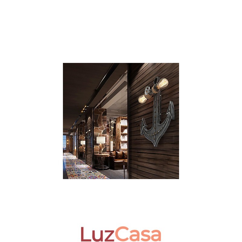 Luminárias de parede industriais vintage em forma de âncora de barco de madeira, decoração criativa de restaurante, café, bar