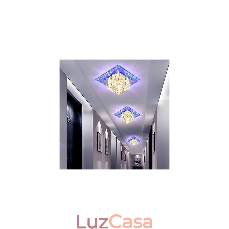 Mini luminária de teto de cristal holofote 3W lâmpada criativa tubo luz colorida cor quadrado luz dome
