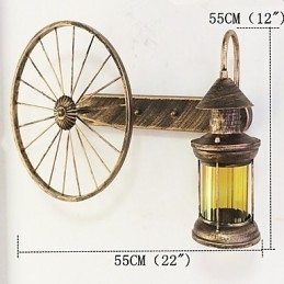 Pintura rústica de chalé para arandelas de parede estilo mini uplight, luminária de parede