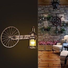 Pintura rústica de chalé para arandelas de parede estilo mini uplight, luminária de parede