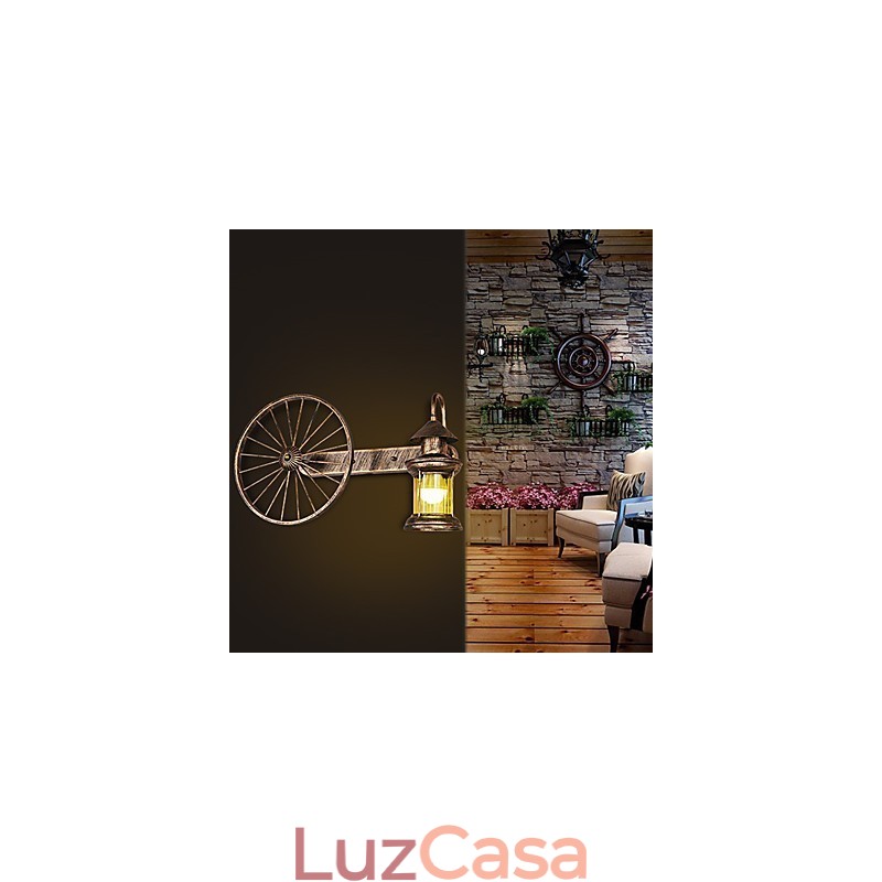 Pintura rústica de chalé para arandelas de parede estilo mini uplight, luminária de parede