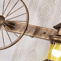 Pintura rústica de chalé para arandelas de parede estilo mini uplight, luminária de parede