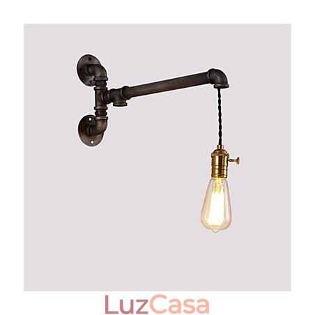 Luminárias de parede de tubo industrial vintage com interruptor Luzes criativas Restaurante Café Bar Decoração iluminação com 1 luz Acabamento pintado
