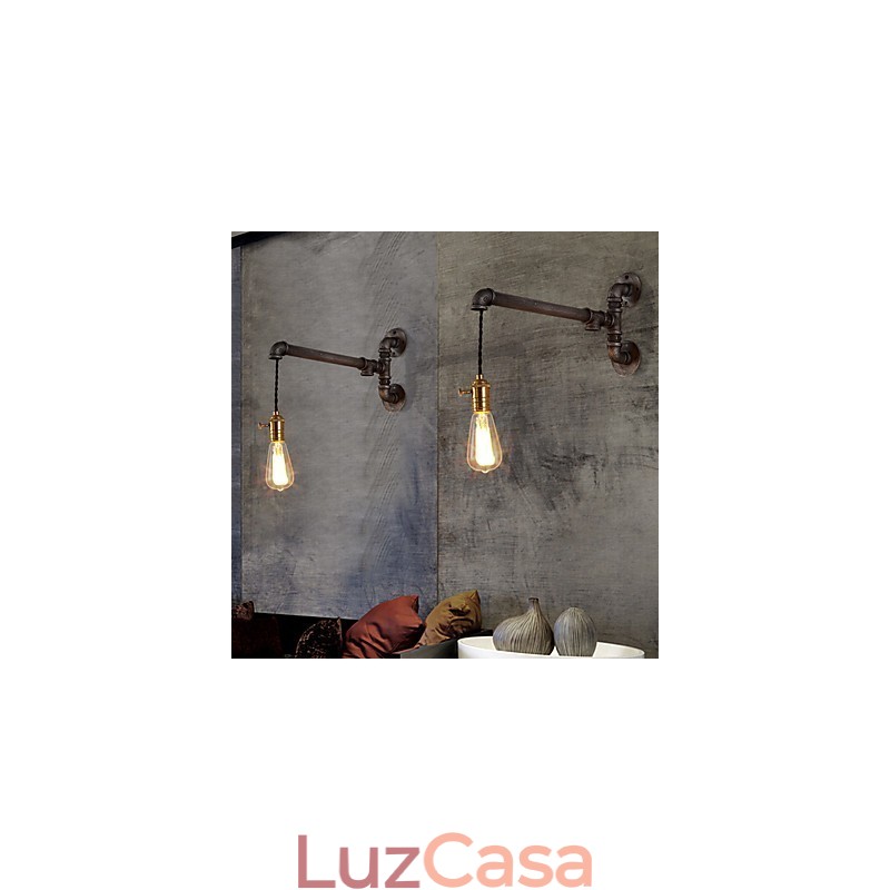 Luminárias de parede de tubo industrial vintage com interruptor Luzes criativas Restaurante Café Bar Decoração iluminação com 1 luz Acabamento pintado
