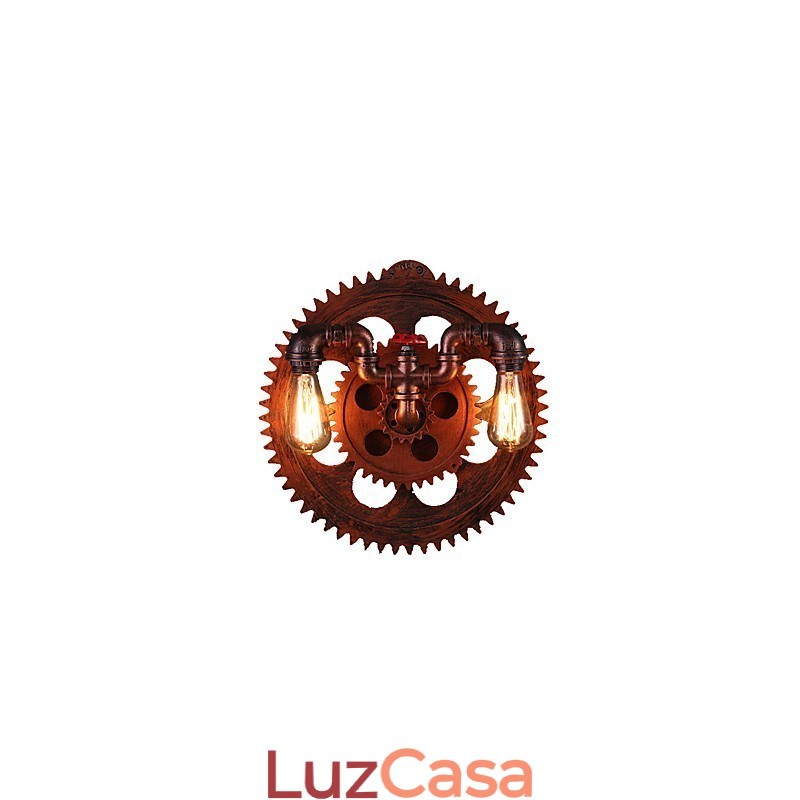 2 Cabeças Vintage Industrial Luzes de Parede Madeira Engrenagem Forma Luzes Restaurante Café Bar Decoração Arandelas de Parede