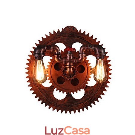 2 Cabeças Vintage Industrial Luzes de Parede Madeira Engrenagem Forma Luzes Restaurante Café Bar Decoração Arandelas de Parede 2 Cabeças Vintage Industrial Luzes de Parede Madeira Engrenagem Forma Luzes Restaurante Café Bar Decoração Arandelas de Parede