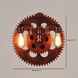 2 Cabeças Vintage Industrial Luzes de Parede Madeira Engrenagem Forma Luzes Restaurante Café Bar Decoração Arandelas de Parede