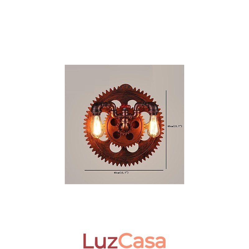 2 Cabeças Vintage Industrial Luzes de Parede Madeira Engrenagem Forma Luzes Restaurante Café Bar Decoração Arandelas de Parede