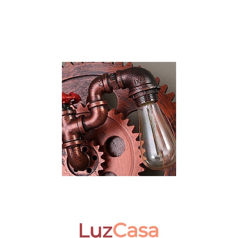 2 Cabeças Vintage Industrial Luzes de Parede Madeira Engrenagem Forma Luzes Restaurante Café Bar Decoração Arandelas de Parede