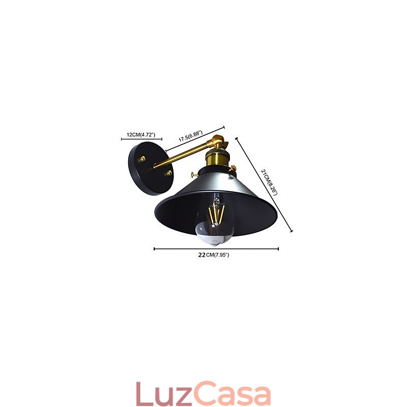 Pintura de parede única de ferro luminária de parede lâmpada sabre de luz preta muda na parede