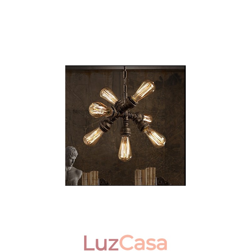 Cano de água industrial americano estilo retrô vento 7 luzes lustre pendente