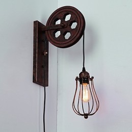 Luminária de parede de ferro retrô industrial personalidade criativa luminária de parede com polia elevatória