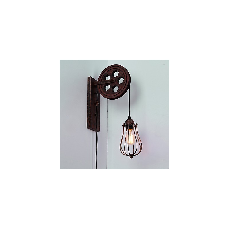 Luminária de parede de ferro retrô industrial personalidade criativa luminária de parede com polia elevatória