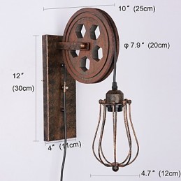Luminária de parede de ferro retrô industrial personalidade criativa luminária de parede com polia elevatória