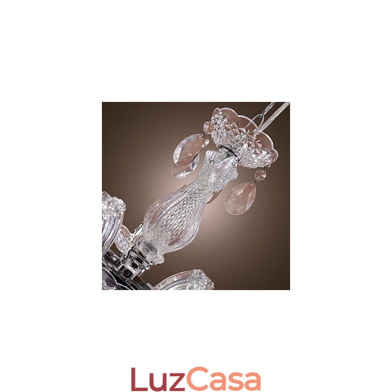 Upligh Chrome Lâmpada de Teto Luz de Vela Luminária de Acrílico Lustre Pingente