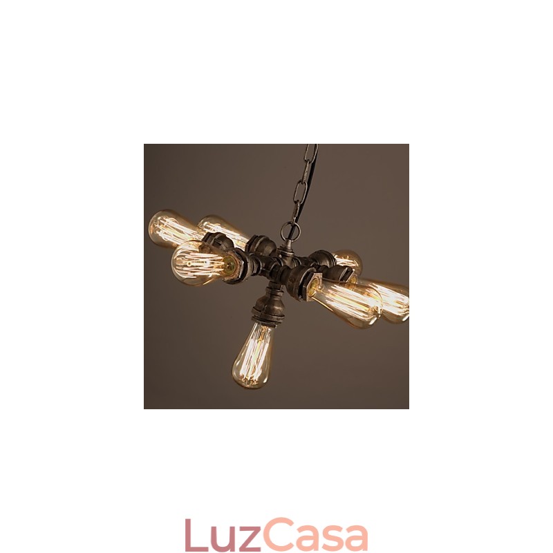 Cano de água industrial americano estilo retrô vento 7 luzes lustre pendente