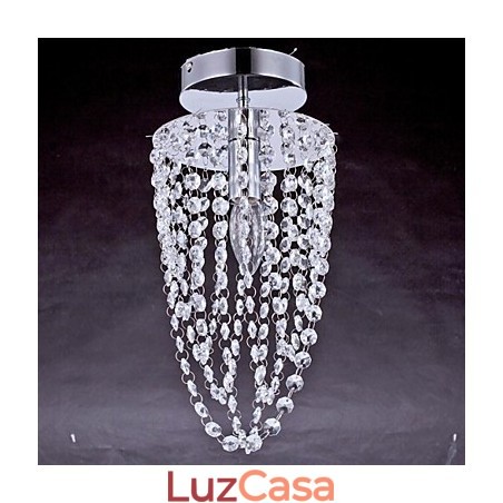 Luminárias de Teto 1 Luz Cristal Artístico Aço Inoxidável Chapeamento Luminárias de Teto 1 Luz Cristal Artístico Aço Inoxidável Chapeamento