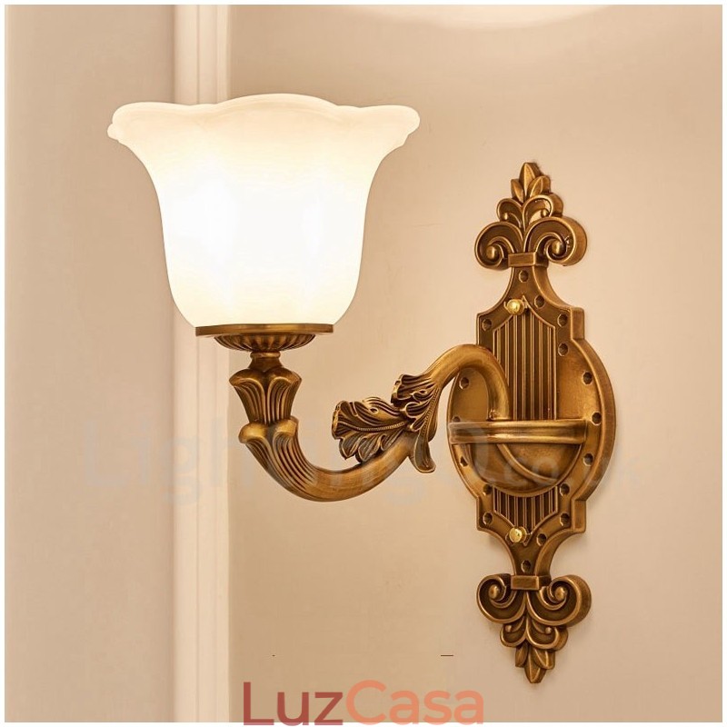 Luminária de parede clássica tradicional de luz única para sala de estar, sala de jantar, quarto, metal, luxo, interior