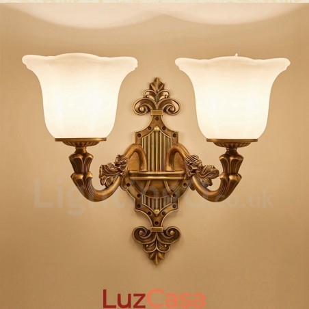 2 Luzes Tradicionais Clássicas Sala de Estar Sala de Jantar Quarto de Cama Metal Luxo Luminárias de Parede Internas 2 Luzes Tradicionais Clássicas Sala de Estar Sala de Jantar Quarto de Cama Metal Luxo Luminárias de Parede Internas