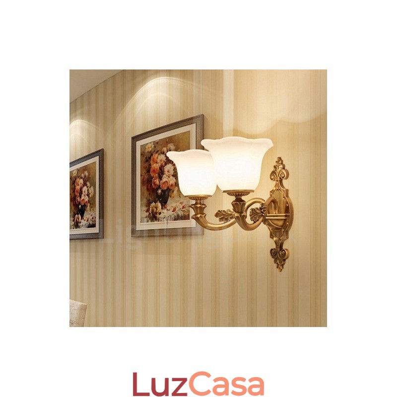 2 Luzes Tradicionais Clássicas Sala de Estar Sala de Jantar Quarto de Cama Metal Luxo Luminárias de Parede Internas