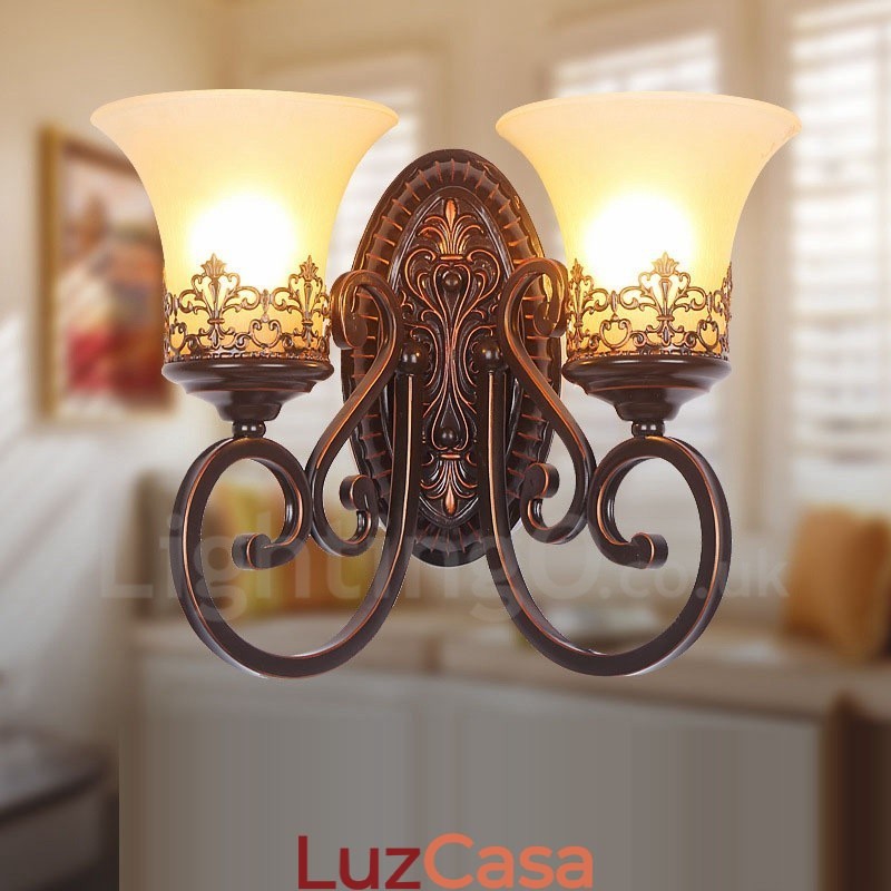 Arandelas de parede internas de metal para sala de estar e sala de jantar rústicas