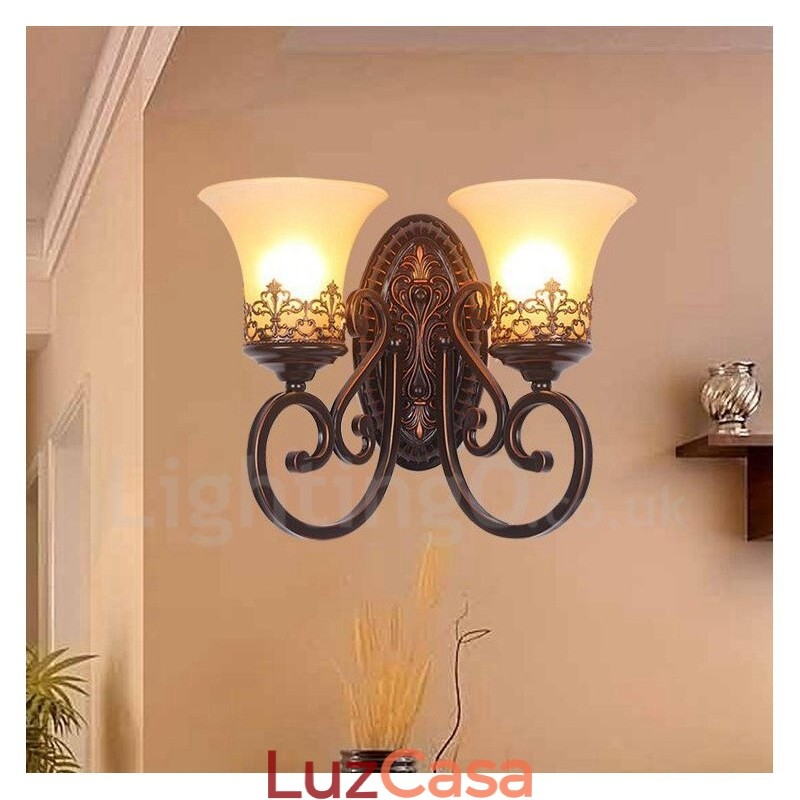 Arandelas de parede internas de metal para sala de estar e sala de jantar rústicas