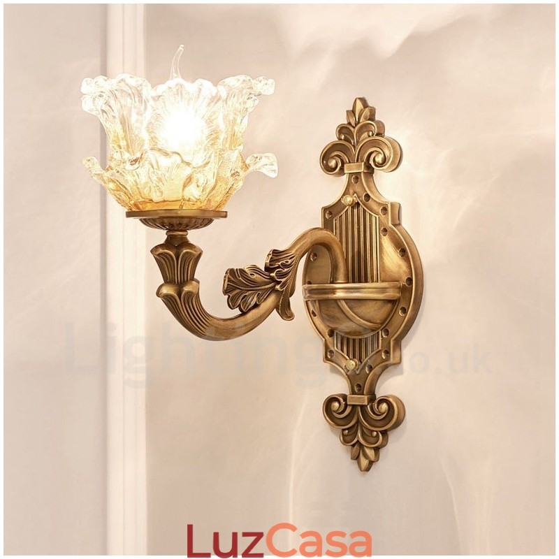 Luminária de parede clássica tradicional de luz única para sala de estar, sala de jantar, quarto, metal, luxo, interior