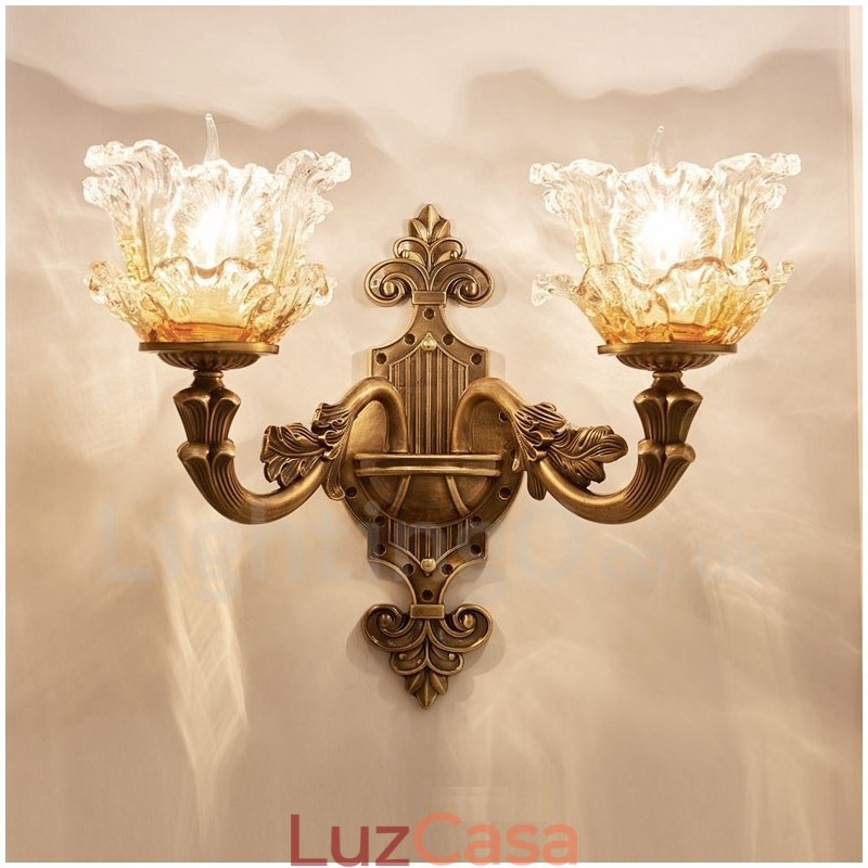 2 Luzes Tradicionais Clássicas Sala de Estar Sala de Jantar Quarto de Dormir Metal Apliques de Parede Internos