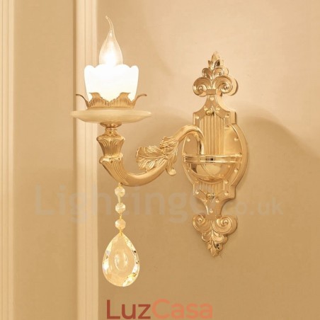 Luminária de parede clássica tradicional de luz única para sala de estar, sala de jantar, quarto, metal, luxo, interior Luminária de parede clássica tradicional de luz única para sala de estar, sala de jantar, quarto, metal, luxo, interior