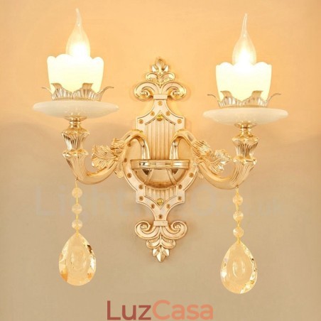 2 Luzes Tradicionais Clássicas Sala de Estar Sala de Jantar Quarto de Dormir Metal Apliques de Parede Internos