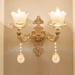 2 Luzes Tradicionais Clássicas Sala de Estar Sala de Jantar Quarto de Dormir Metal Apliques de Parede Internos