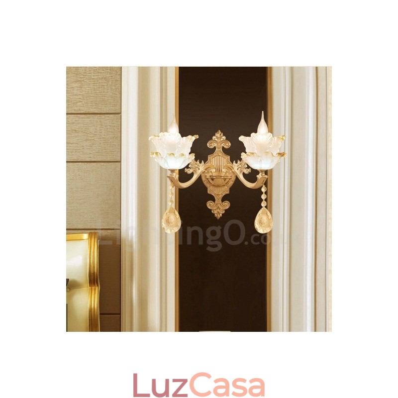 2 Luzes Tradicionais Clássicas Sala de Estar Sala de Jantar Quarto de Dormir Metal Apliques de Parede Internos