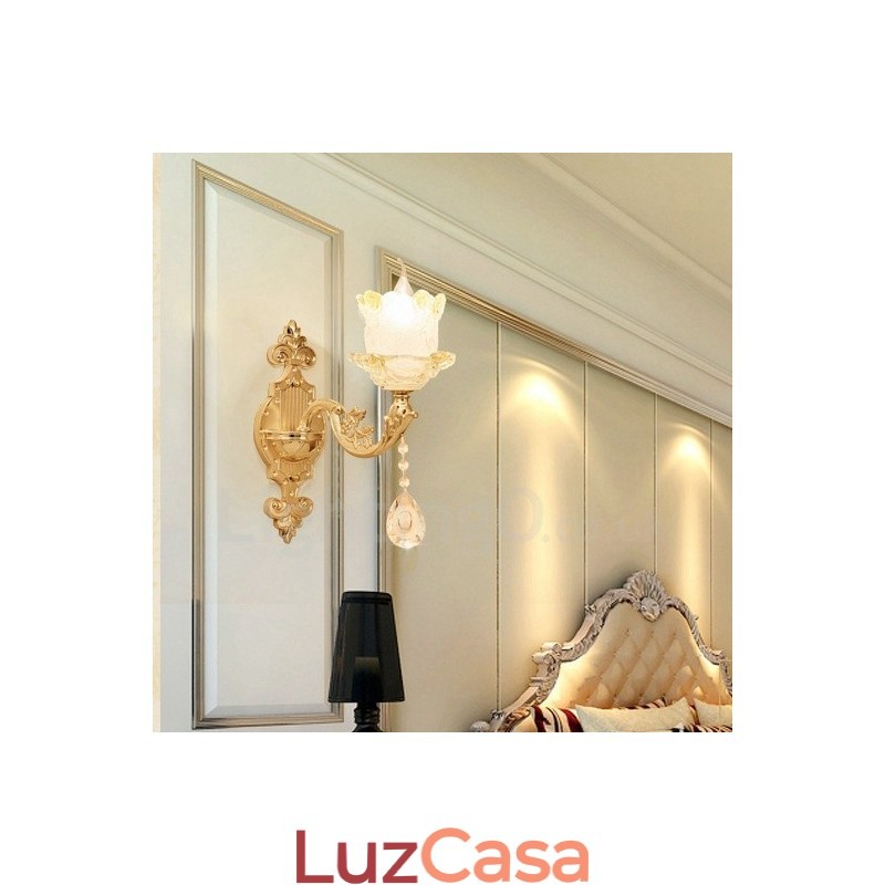 Luminária de parede clássica tradicional de luz única para sala de estar, sala de jantar, quarto, metal, luxo, interior